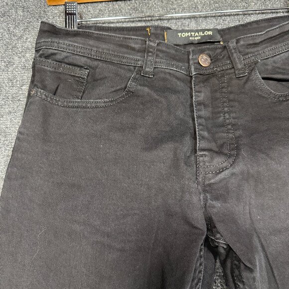 Tom Tailor Jeans Mens 34 Black Cotton Slim Stretch Pockets Button Fly - Picture 4 of 9
